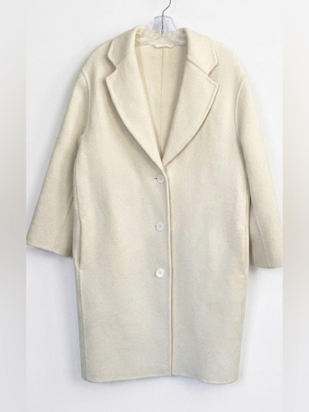 Women’s Cream Ivory Single-Breasted Winter Trench  Coat